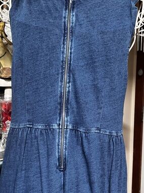 LOFT navy sleeveless denim-look dress